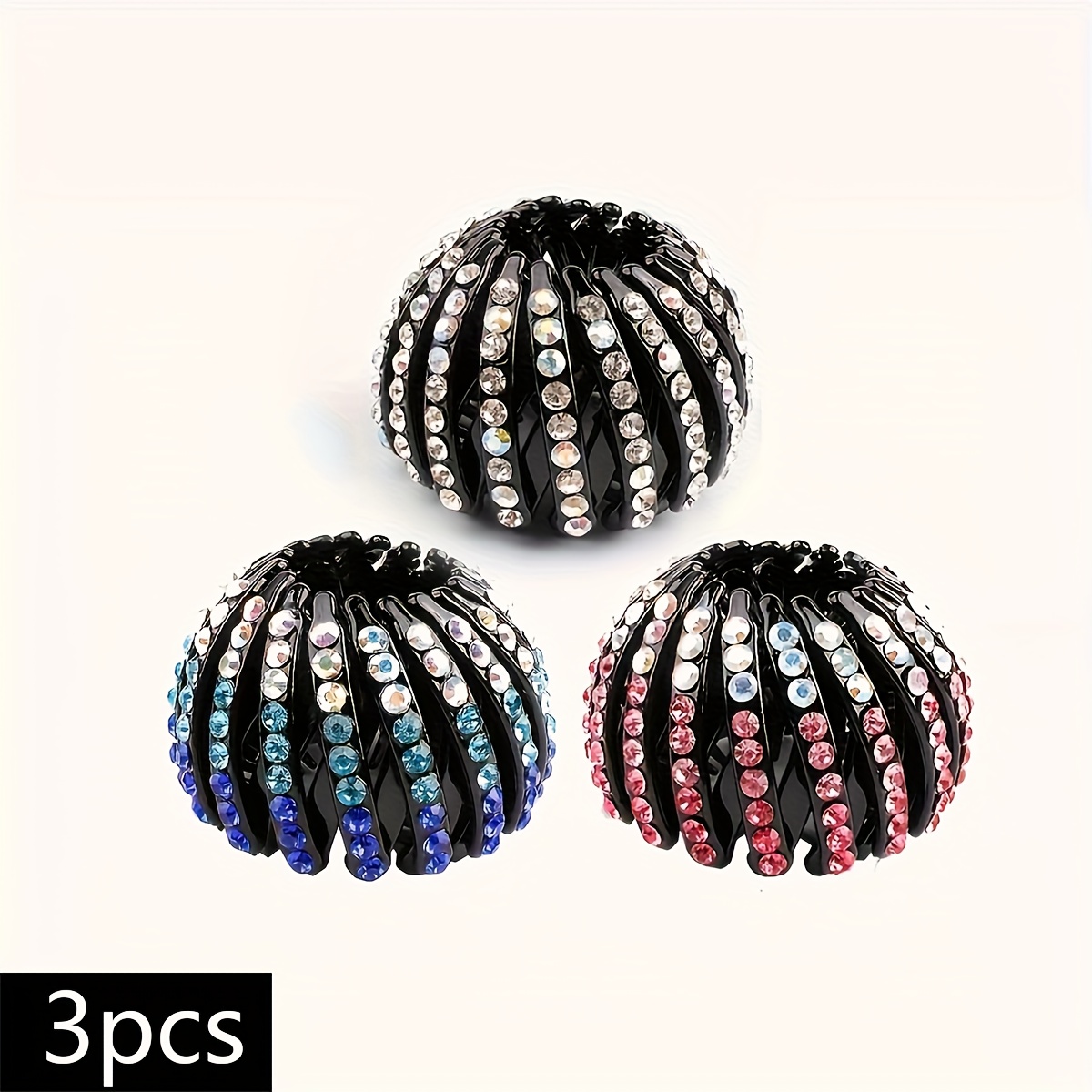 2/3pcs Simple Telescopic Hair Ties, High-end Sparkling Rhinestone Nest Bun Maker, Messy Bun And High Ponytail Styling Tool, Hair Accessories