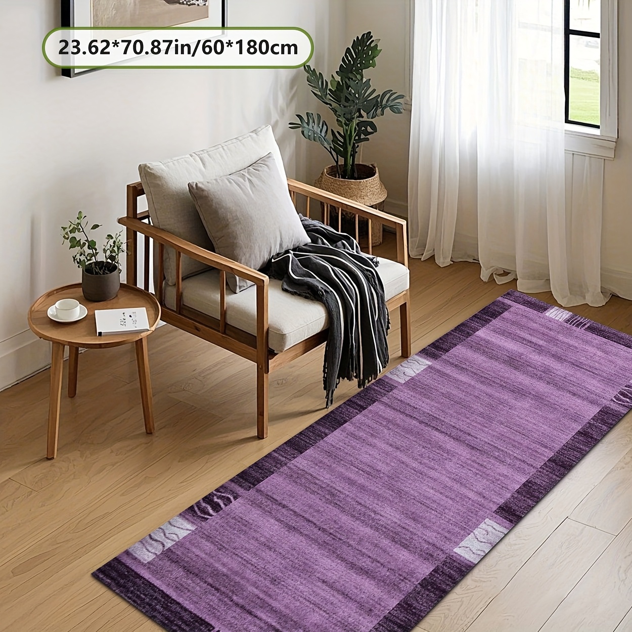 TEMU Purple Striped Carpet Made Of Velvet With Plastic Bottom, Suitable For Home Decoration, Large Living Room Carpet, Sofa Mat, Entrance Mat, Coffee