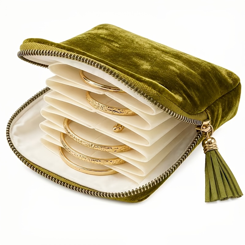 TEMU Velvet Travel Jewelry Pouch, Portable Zippered Small Bag, Dustproof Storage Pouch For Rings, Earrings, And Bracelets, Jewelry Roll, Jewelry