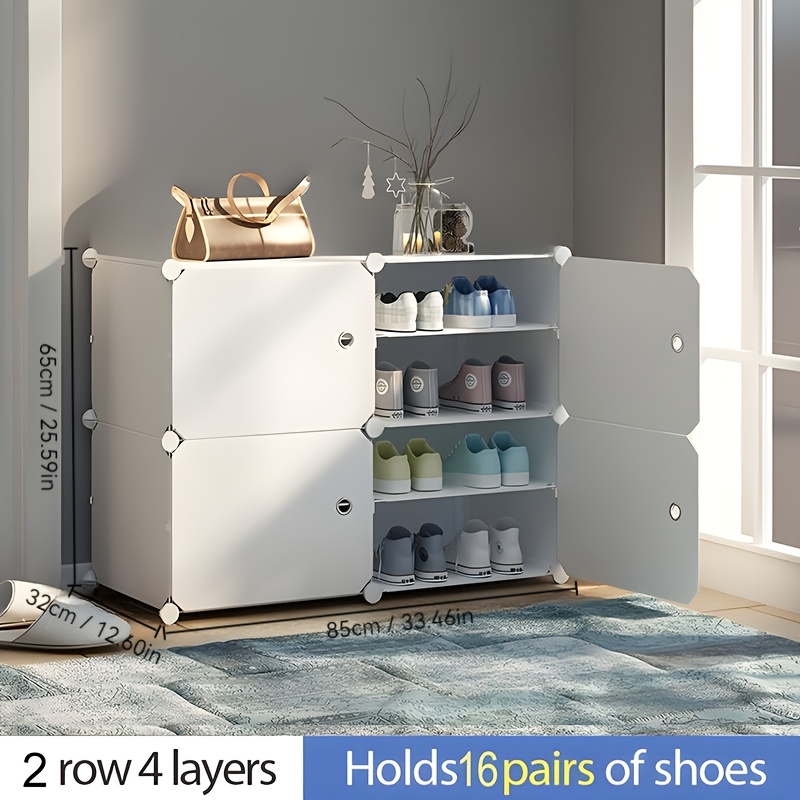 TEMU 1/2/3 , 4/6/8/10 Layers Shoe Rack, Plastic Shoe Cabinet, Household Dust-proof Storage, Space Shoe Cabinet - , Portable, Adjustable Partition,