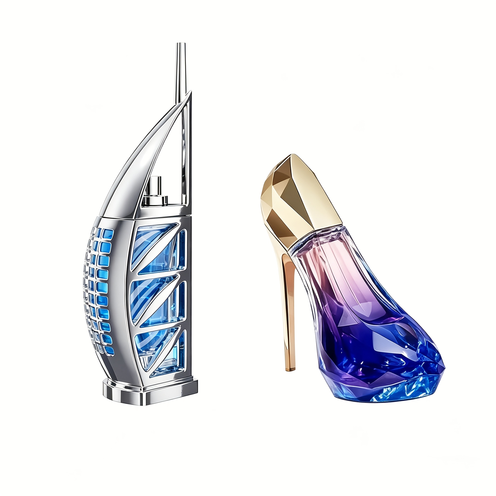 2pcs Couple Perfume Set | Sailboat Fresh Scent And High Heel Women's Perfume Wooden Floral Scent, , Long-lasting, Perfect For Couple Gifting And Anniversary