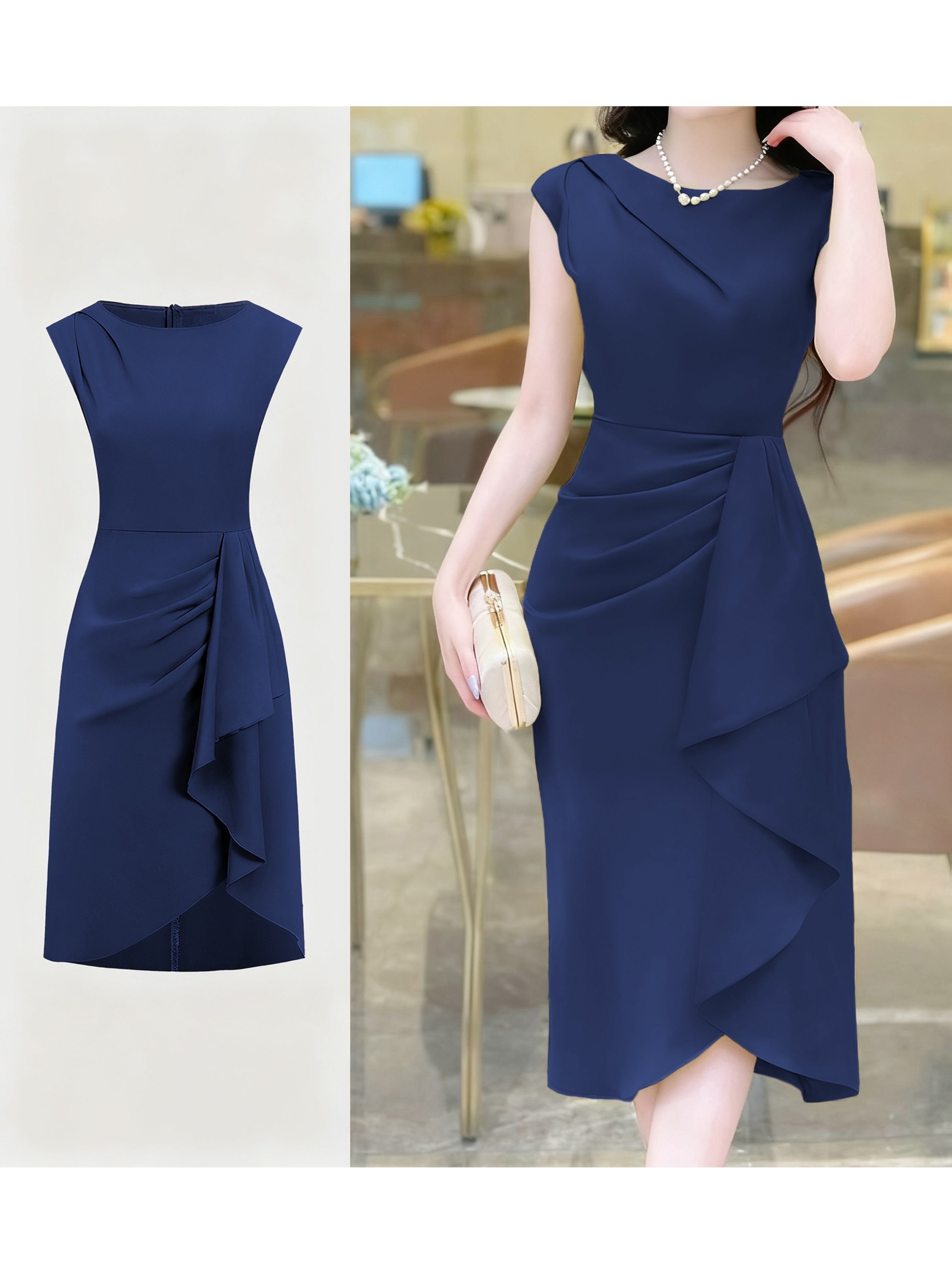 white sleeveless fit and flare dress Women Solid White V-Neck Sleeveless Front Twist Knot Cotton Pleated Fit &  Flare Mini Dress