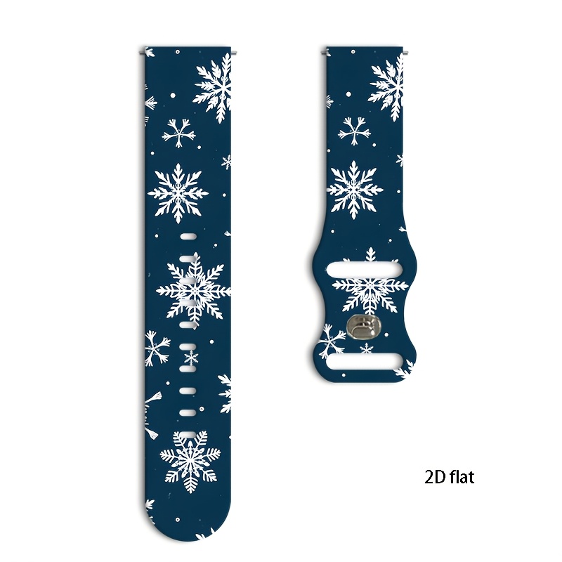 TEMU 2d Flat - 20mm 22mm Sports Replacement Watch Bands | Exquisite Snowflake 2d Printed Pattern Soft Silicone Bands | Quick Detachable And