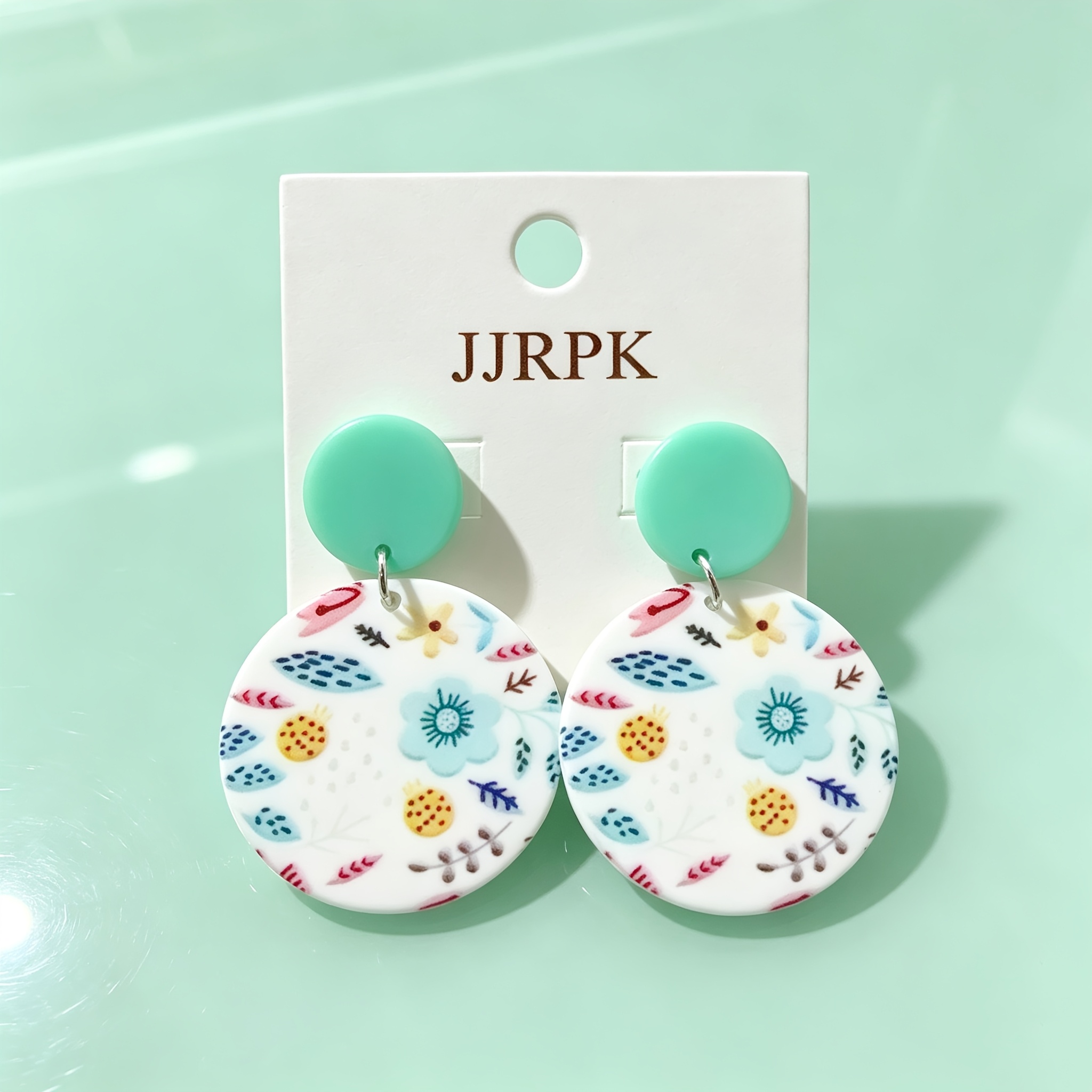 TEMU 2d Flat, 2d Flat 1 Pair Of Small Blue Flower, Small Pink Flower, And Small Grass Print Pattern With Clay-like Texture, Elegant, Cute, And Round
