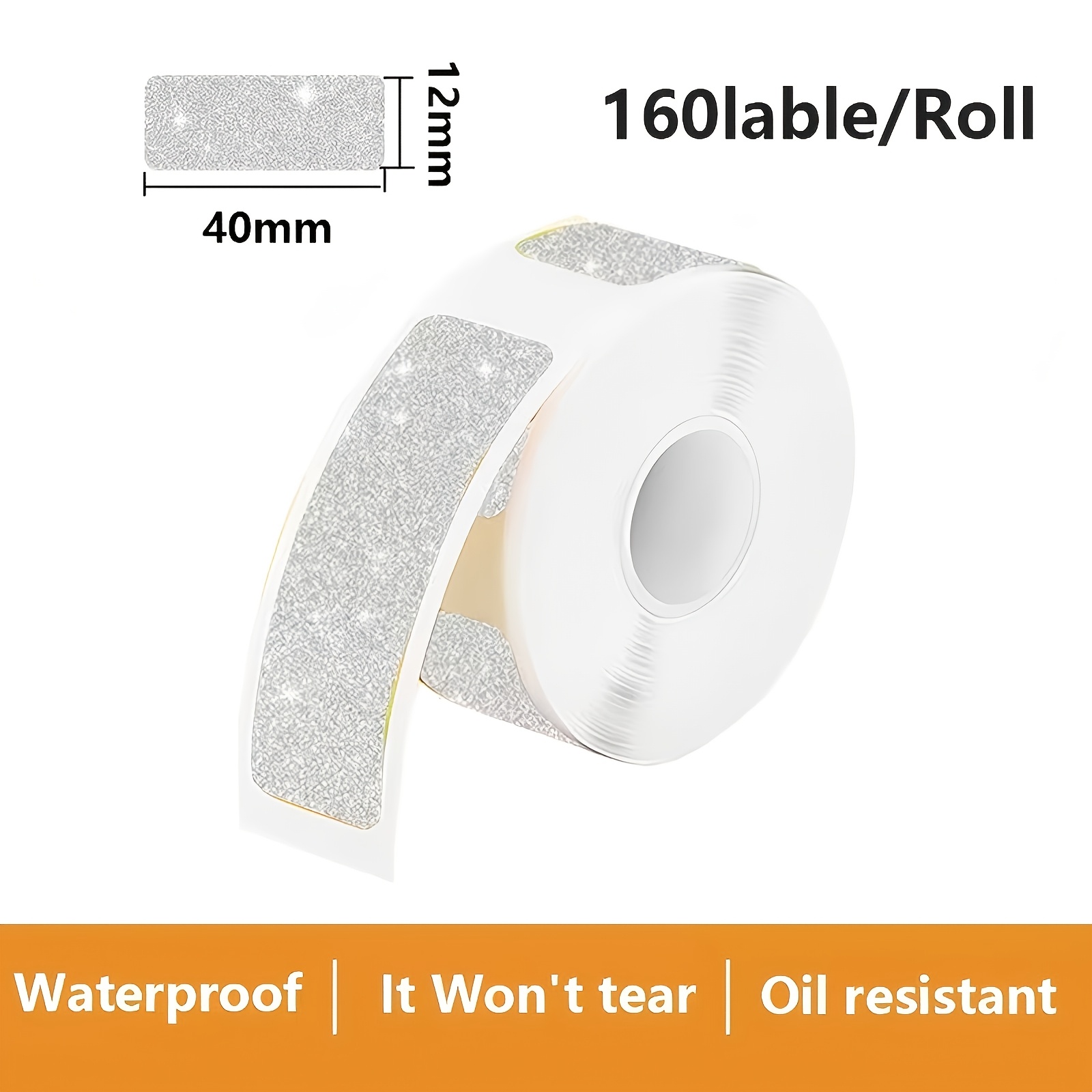 TEMU 1 Rolle 160 Blatt Thermisches Holografisches Schimmer Etikettenpapier, 12 x 40 mm Klebe-Etiketten 12 x 40 mm, Kompatibel mit P11, P15, P12, D30,