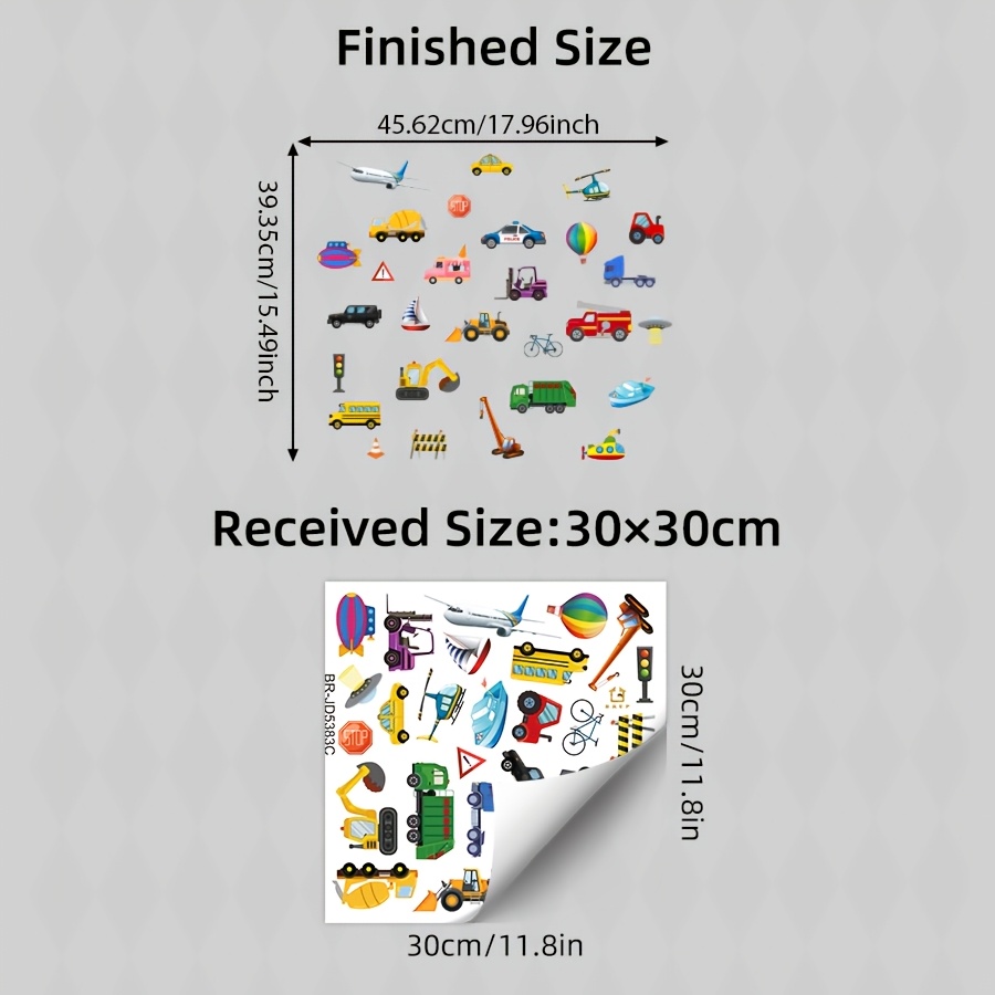 TEMU 1pc Cute Transportation Window Clings, Reusable Vehicle Static Cling Stickers With Cars, Trucks, Airplanes And Boats, Removable Decor For Kids