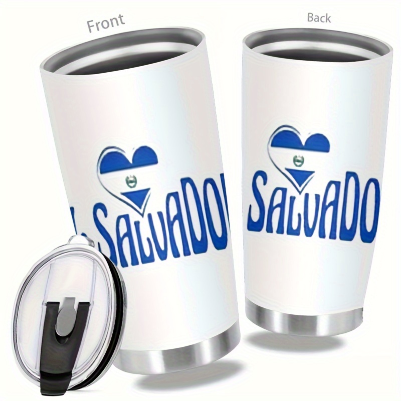 

1pc 20oz El Salvador Themed Insulated Stainless Steel Tumbler - Double-walled Vacuum For Beverages, Leak-proof Lid, 304 Stainless Material, Durable For Multipurpose Use, Easy To Clean