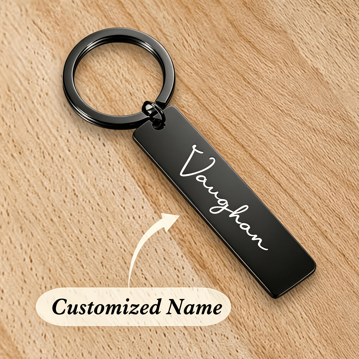 TEMU 1pc Portachiavi Personalizzato, Inciso, Portachiavi con Testo, Portachiavi Personalizzato in Acciaio Inossidabile , Regalo per le Feste, Regalo