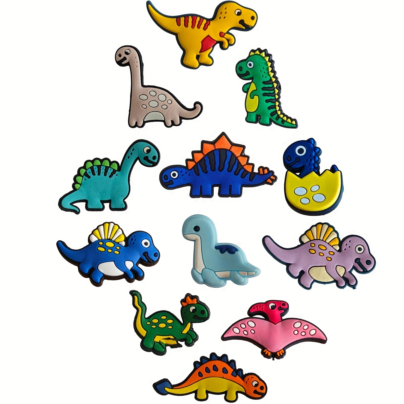 

12pcs Dinosaur Shoe Charms For Adults And Teens - Cute Pvc Shoe Decoration Charms For Sandals, Bracelets - Party Favors, Birthdays, No Electricity Needed, Featherless - Unisex