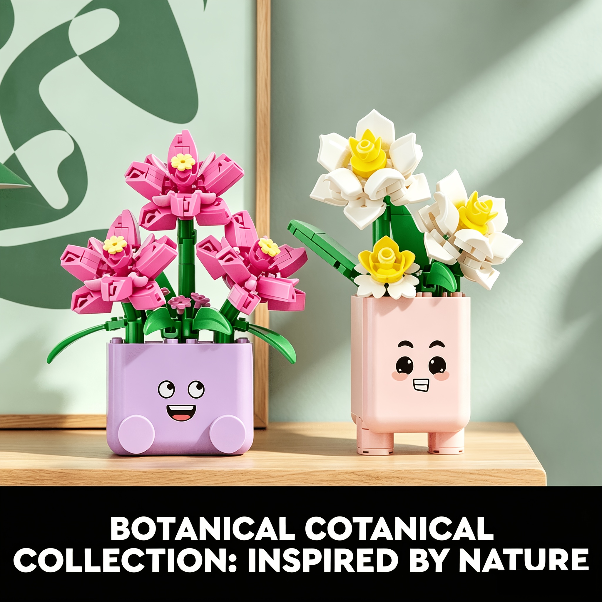 263pcs Cute Face Flower Pot Interlocking Building Blocks