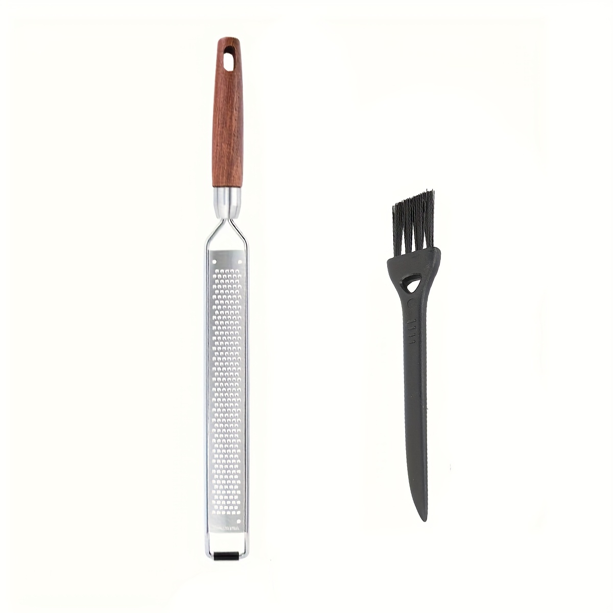 E-shop 1 Stück Käsehobel für die Küche aus Edelstahl, Handhobel mit Reinigungsbürste, Zitronenreibe mit Holzgriff für Käse, Schokolade, Gewürze,