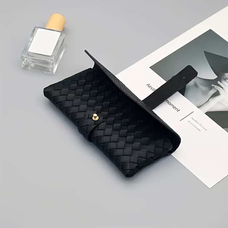TEMU Étui à lunettes tissé en PU de haute qualité, 1 pièce, étui portable et pochette de rangement pour lunettes, 3,15*6,61 pouces