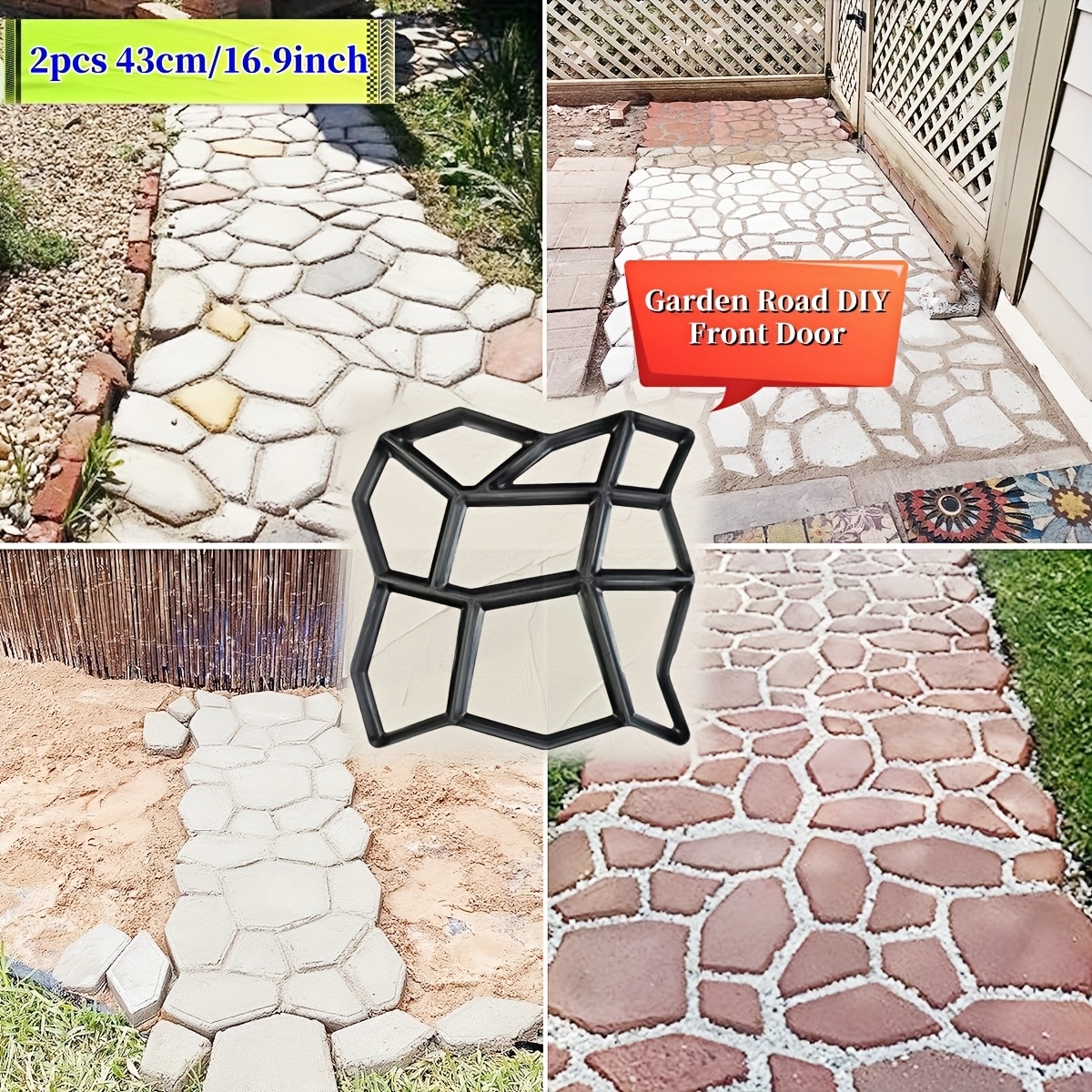 

X X 1.6 Inch , Path Moldings Paving Pavement Concrete Molds Stepping Stone Paver Cement Mold For Patio, Lawn & Garden