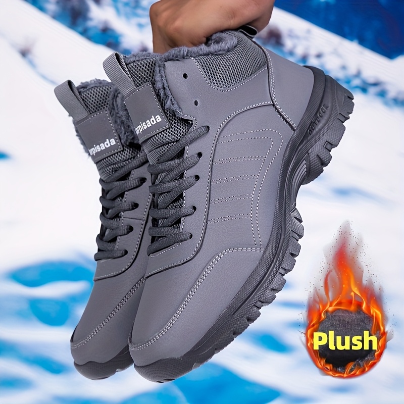 Image of Men's Winter Snow Boots With Warm Lining, High-top Outdoor Sports Shoes That Are Slip-resistant, Durable, And Lightweight For Everyday Casual Wear In Temperatures