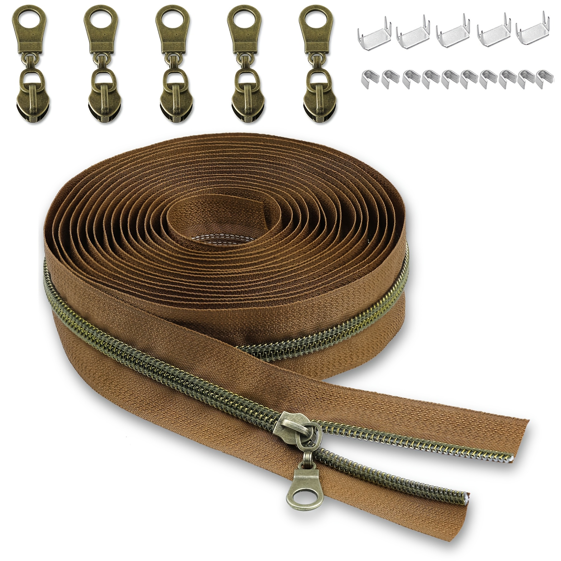 1 Set #5 Zippers By The Yard Zipper Bulk With 5 Sliders And 15 Zipper Stops For Sewing Tailor