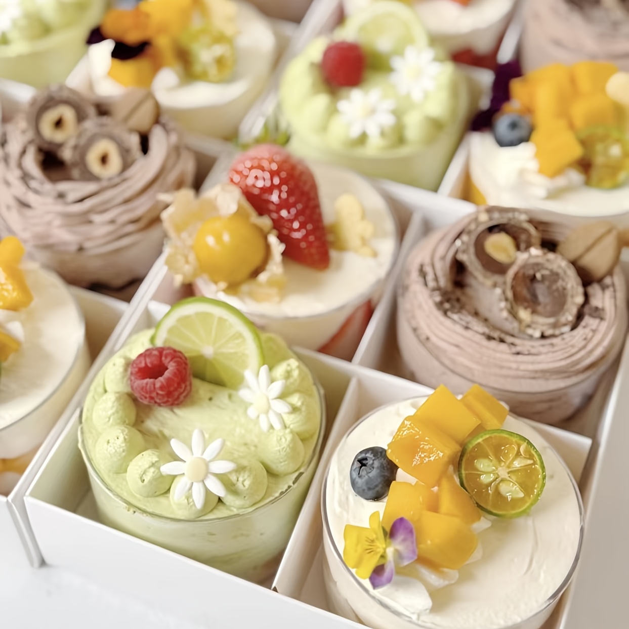sets white pet transparent cake boxes red ribbon - Temu