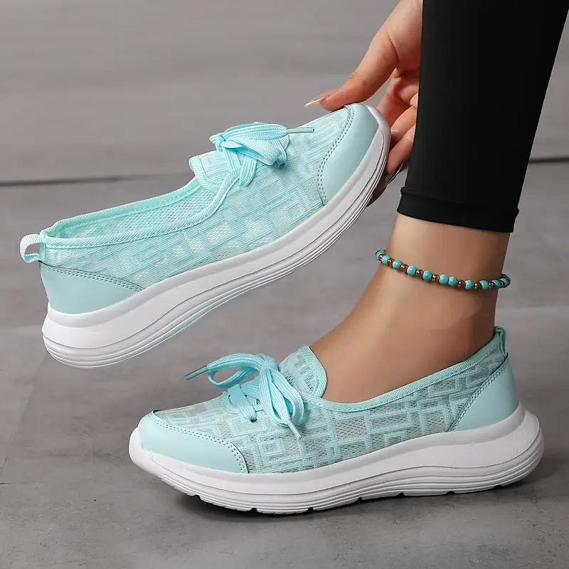 1 pair womens breathable mesh flats round toe slip on shoes with fabric insole and md sole for details 8