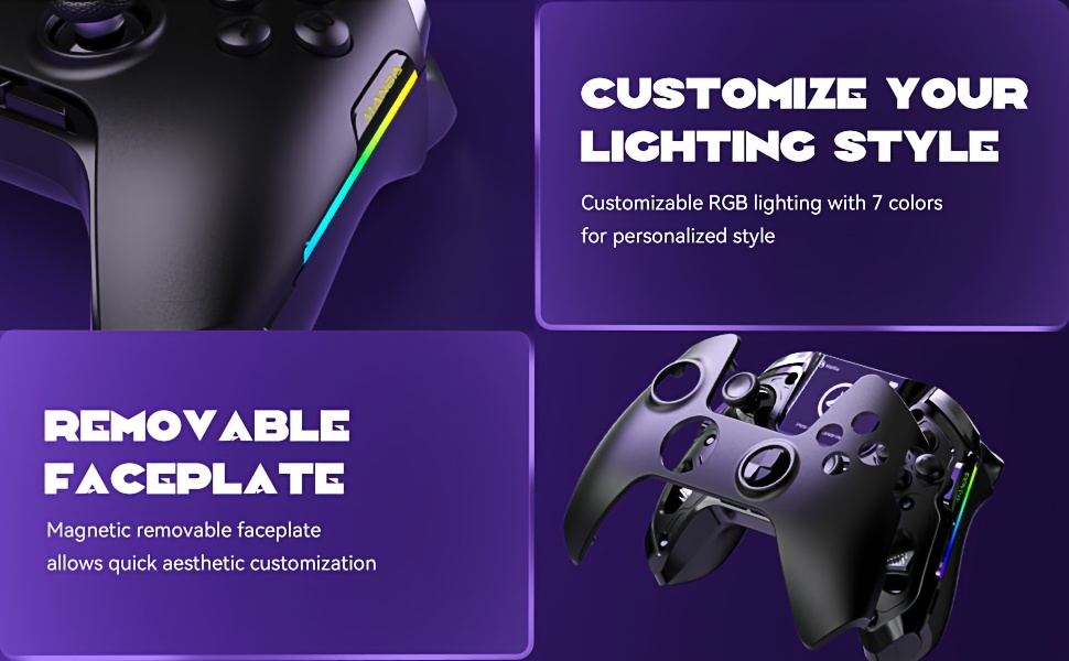 (No Drift) Interactive Screen Wireless Gaming Controller for iOS/for Switch/PC/Android/Steam Deck, Hall Effect Stick & Trigger, RGB Lighting, Remappable Buttons, 1800mAh with Charging Dock-V2 (Black). Notice Not Compatible with Xbox and PS5