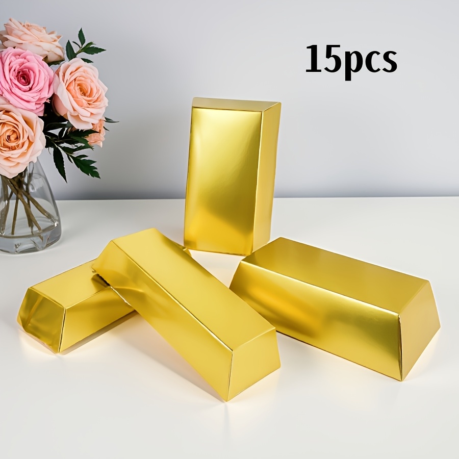 TEMU Gift For Her/him 15pcs/36pcs Trapezoidal Golden Theme Simulation Golden Brick Box Weddingparty Packaging Gift Boxes Birthday Decorations Easy To