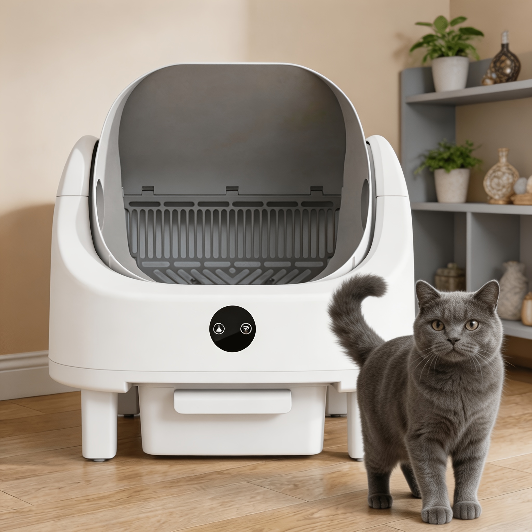 Semi-closed Deepened Cat Litter Box Household Cat Litter Box Thick Wear Resistant Pet Cat Toilet Large-capacity Deodorizing Cat Litter Box Universal For Indoor And Outdoor Use, Without Battery