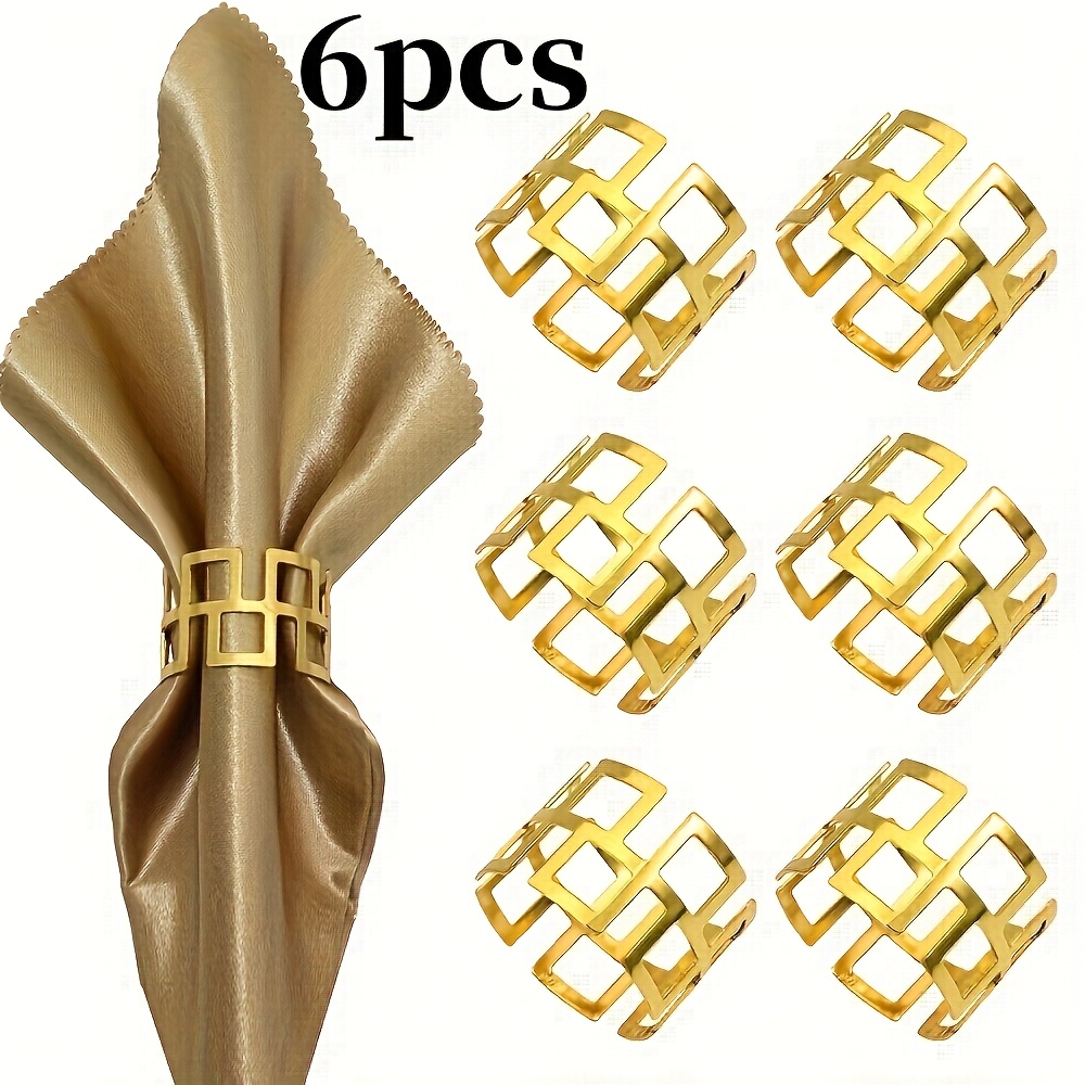E-shop 6 Stück hochwertige goldene Serviettenringe im -Stil für Tischdekoration, geeignet für Hotels und Events