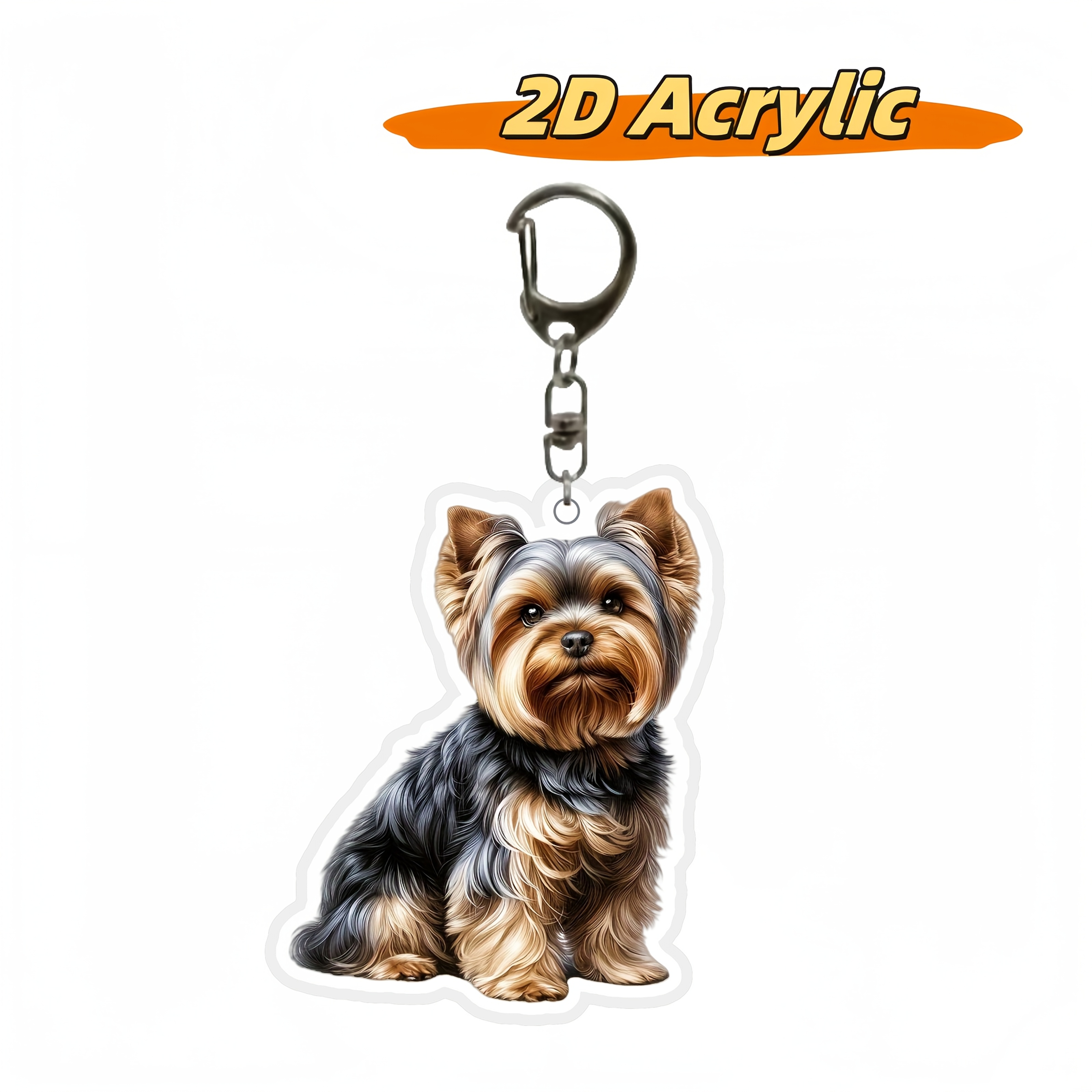 

Porte-clés plat 2D de Yorkshire Terrier - Acrylique , Accessoire Tendance pour Hommes