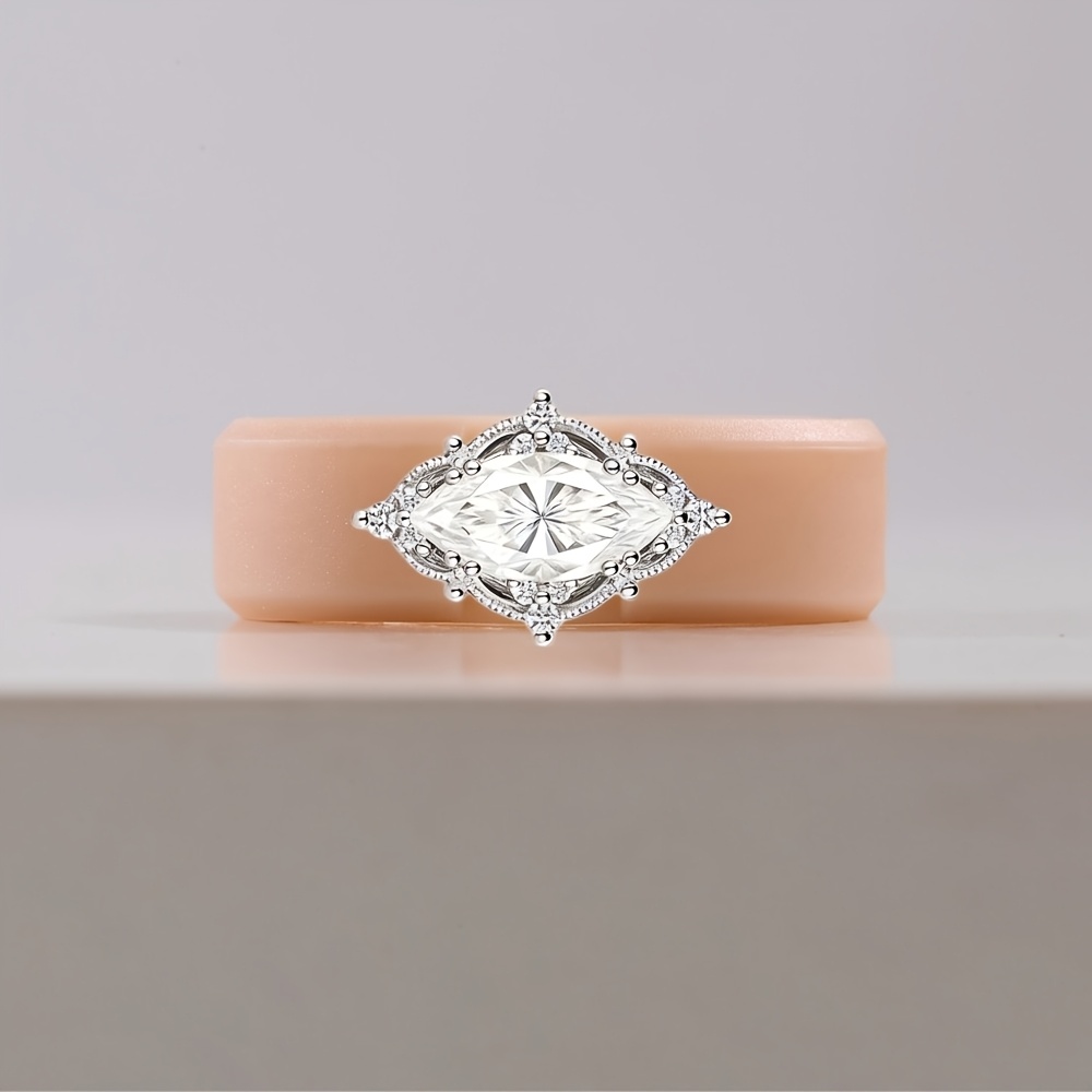 Luxurious Khaki Silicone Ring with Marquise-cut Zirconia