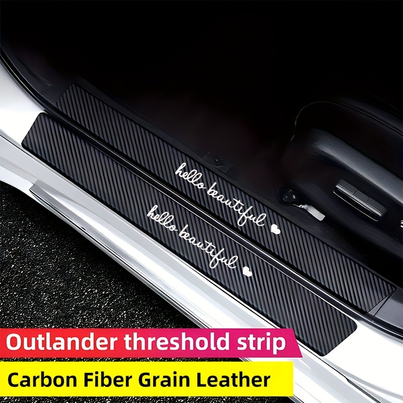 

4pcs Car Door Protectors, Pu Leather Carbon Fiber Texture, Universal Anti-scratch Entry Guard Strips For Vehicle