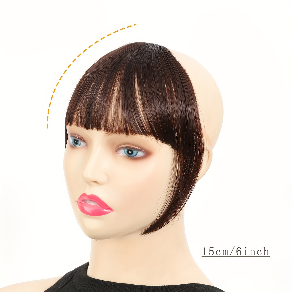 style flex chic 6 inch clip in bangs for women straight synthetic hairpiece versatile daily wear details 3