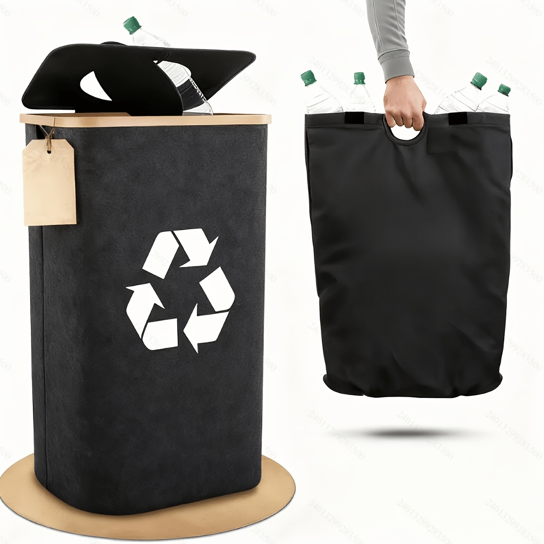 TEMU Conteneur de pour bouteilles consignées 100L avec couvercle, pour le du verre, du papier, du plastique, du métal et des bouteilles vides ;