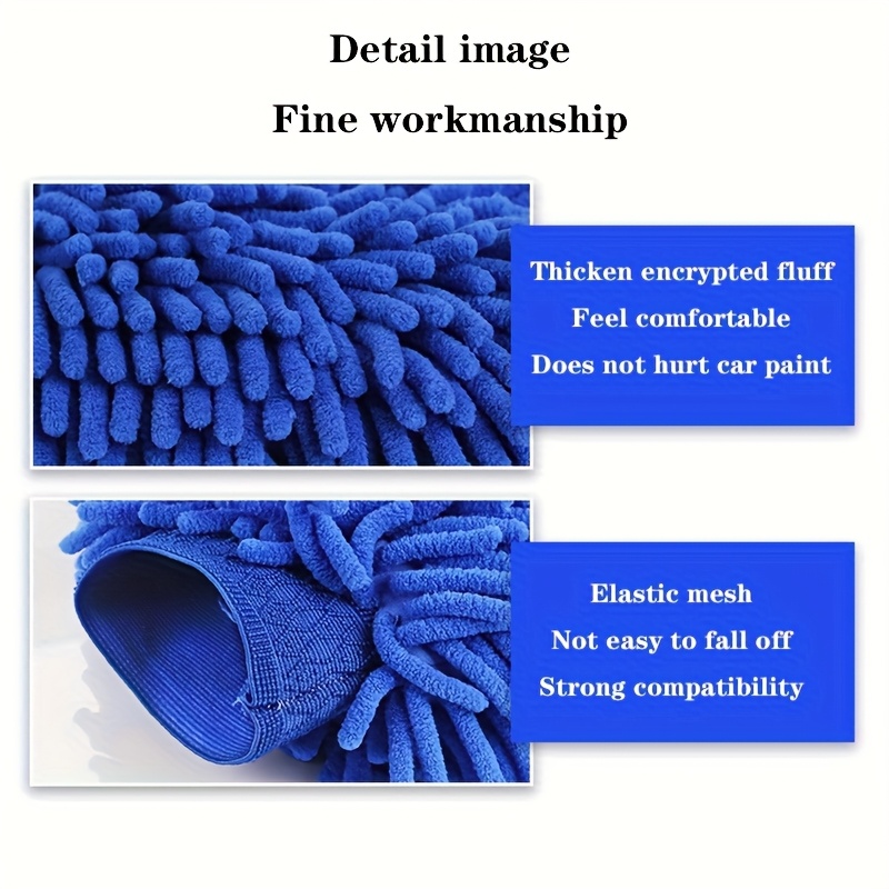 1pc Ultra-Soft Chenille Car Wash Glove - Double-Sided Plush Microfiber for Auto Detailing and Cleaning, Car Wash Accessory