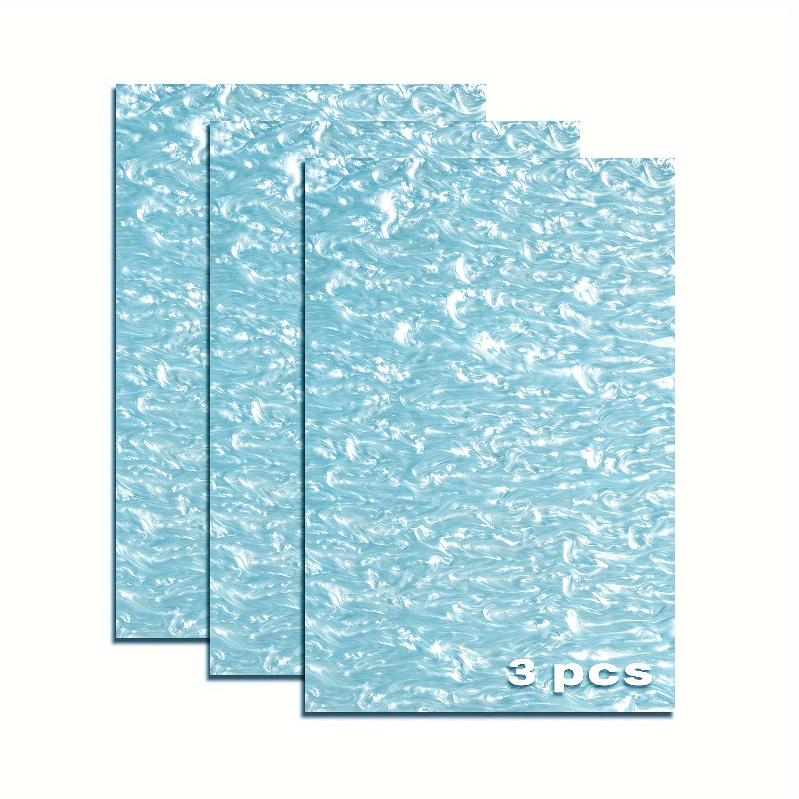 

3pcs Pearlescent Ripple/stream Acrylic Sheet 1/8" Thickness Featured Cast Sheet Panel Stream Pattern For Home Decoration Diy Craft Festival Art Design Water Blue, 8x12in