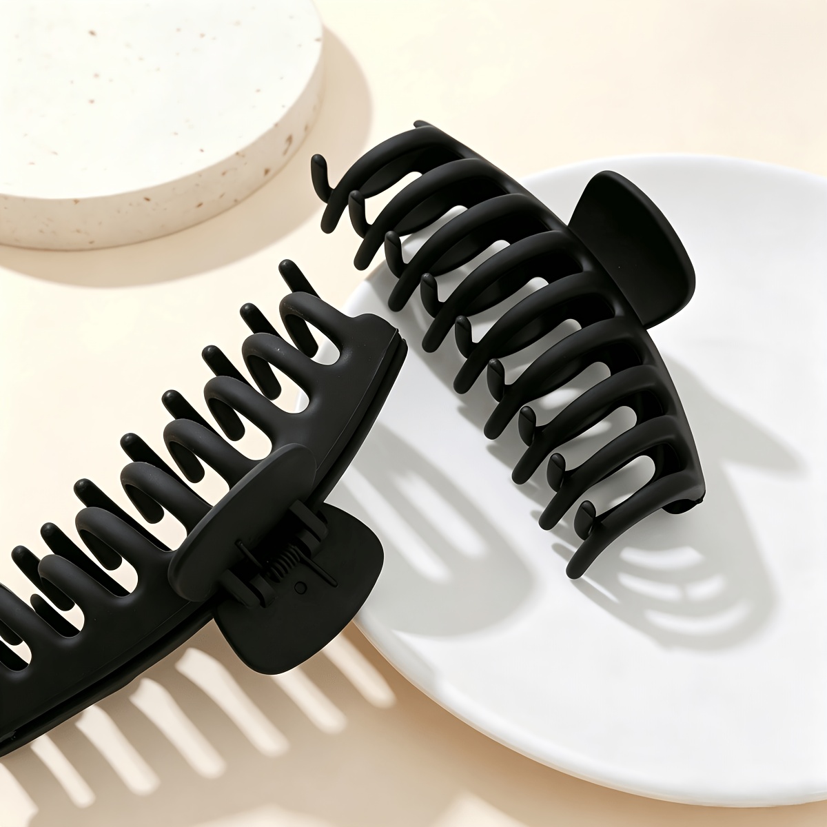 4-Pack Black Matte Large Shark Clips, Easy Basic Hairpins