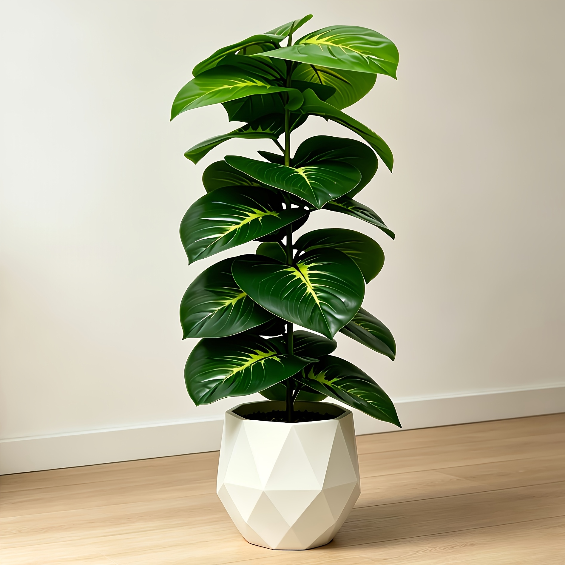 TEMU 52.4-inch Large Artificial Palm Tree With 23 Leaves On Brown-based Branches, Greenery, Realistic Foliage, Suitable For Indoor And Outdoor Use.