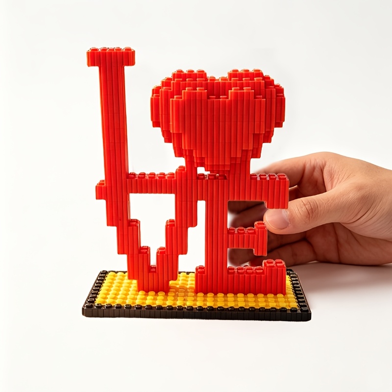 LOVE Heart Building Block Ornament Set, Educational 3D Puzzle