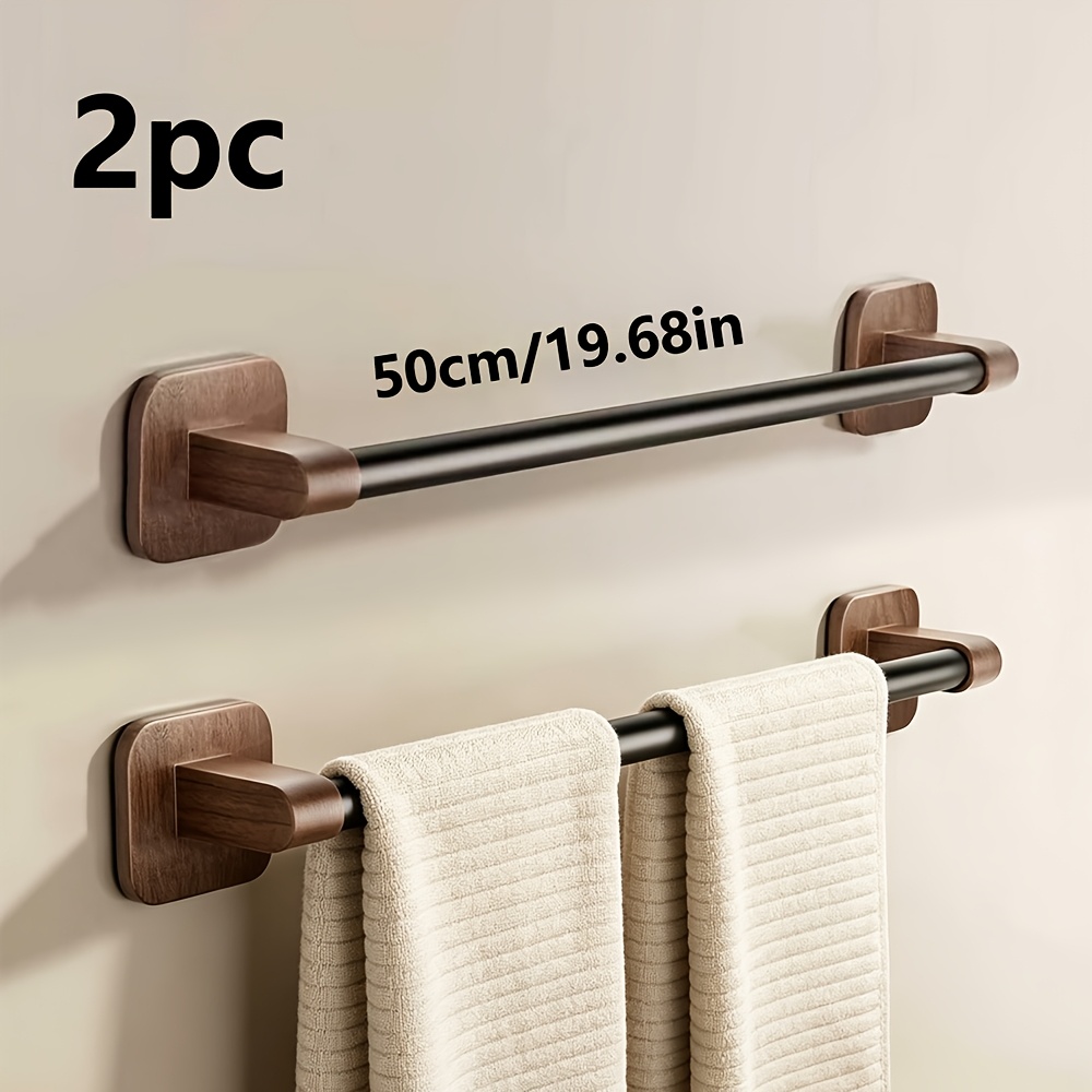 TEMU 2 stuks Handdoekenrek Walnoot Kleur Niet-Geperforeerd Wandmontage Badkamer Opberg Handdoekenrek Handdoekenrek, Handdoekenrekken