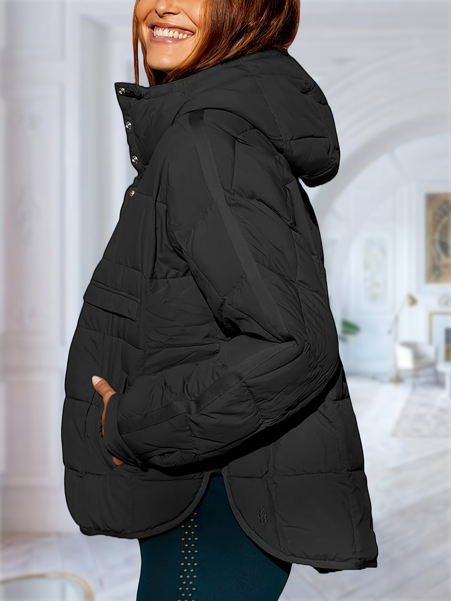 Oversized Down Jacket Black Puffer Jacket Women's H&m