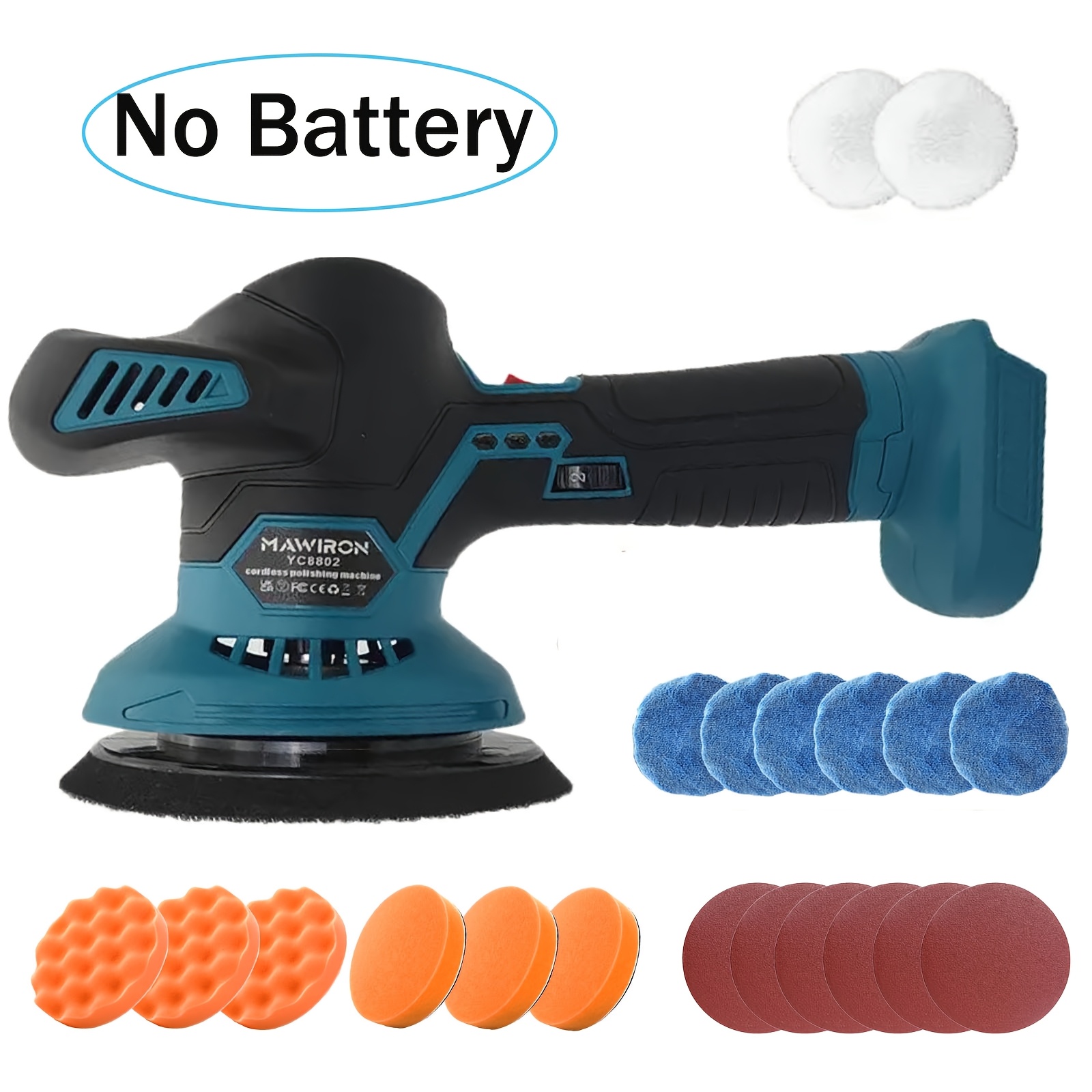 Cordless Buffer Polisher - 6 Inch Car Polisher With 13pcs Attachments, 2800-5800rpm Brushless Motor, Car Buffer Polisher 6 Variable For Car Detailing, For Car, Wall, Floor, (battery Not Included)