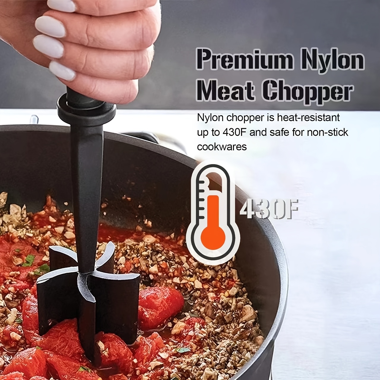 meat  per for ground beef heat resistant meat masher for hamburger meat 5 curved blades ground beef smasher nylon meat spatula  per non stick hamburger  per mix and   kitchen tool details 4