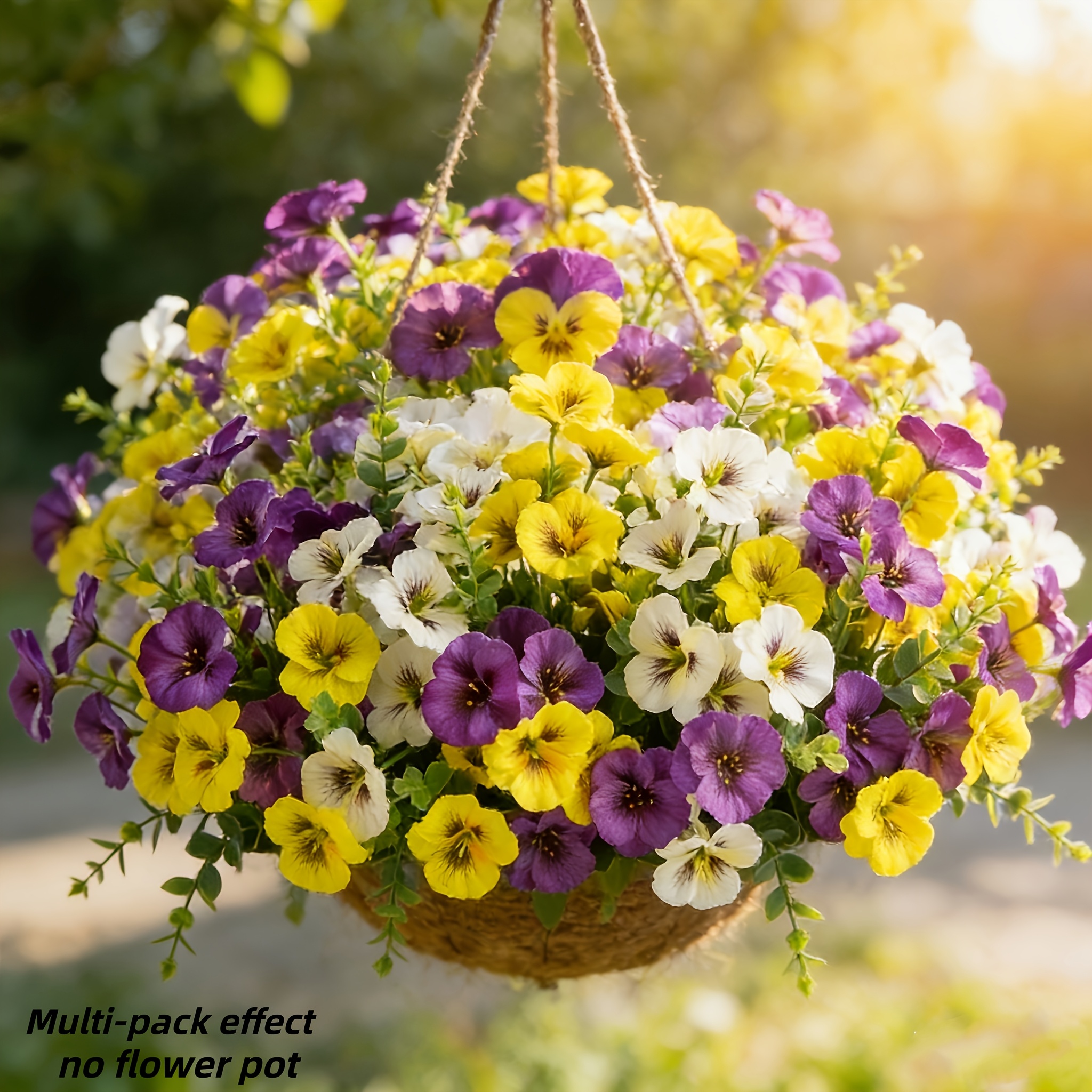 12 Stück Schleierkraut Künstliche Blumenstrauß Outdoor Sonnenbeständiges * Blumen Set Balkon Hängeblumen Box Dekoration Gelb Lila * Künstliche Blumen Hof Garten Topfpflanzen Blumenarrangement