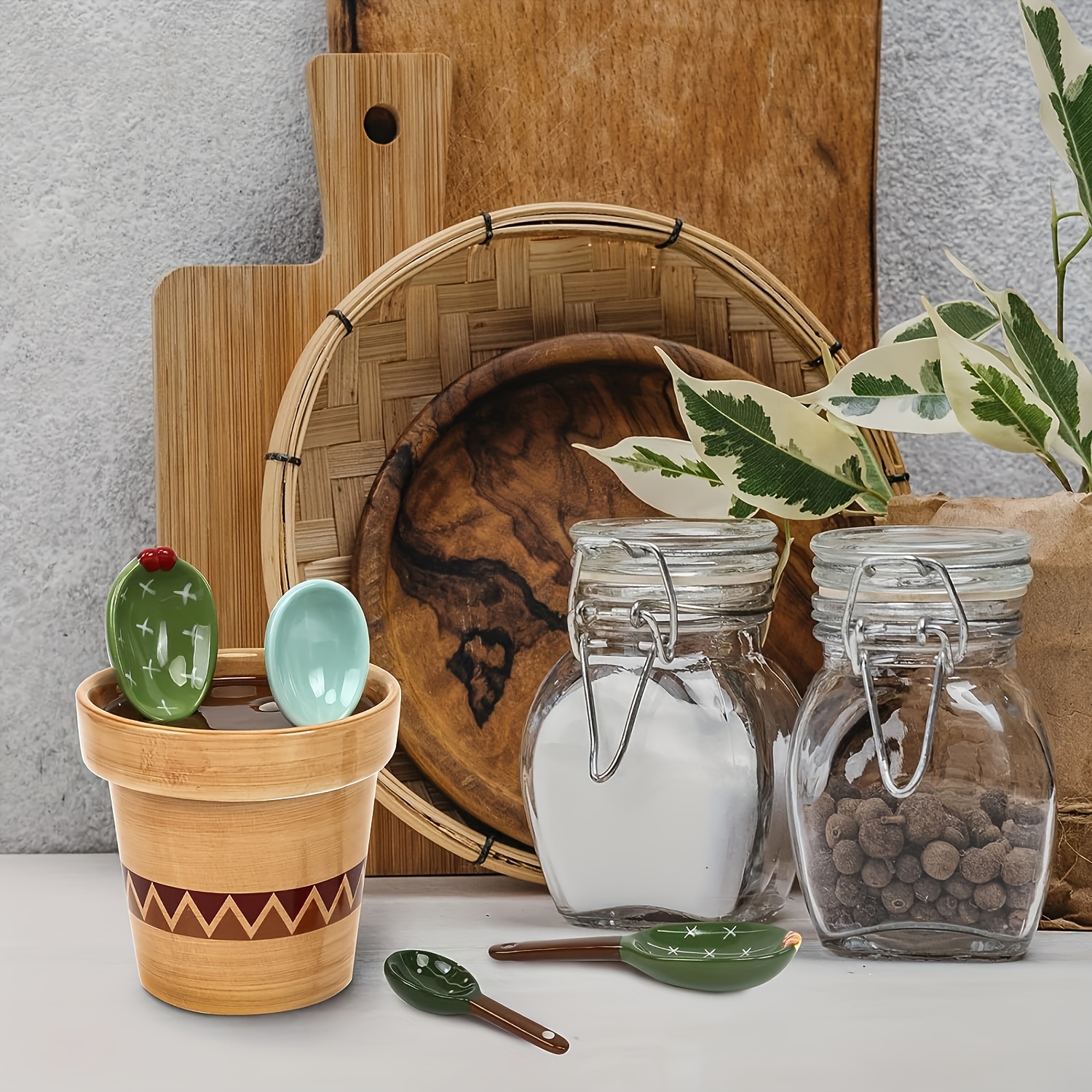 1 set ceramic cactus measuring cup spoon set 4 - Temu Kuwait