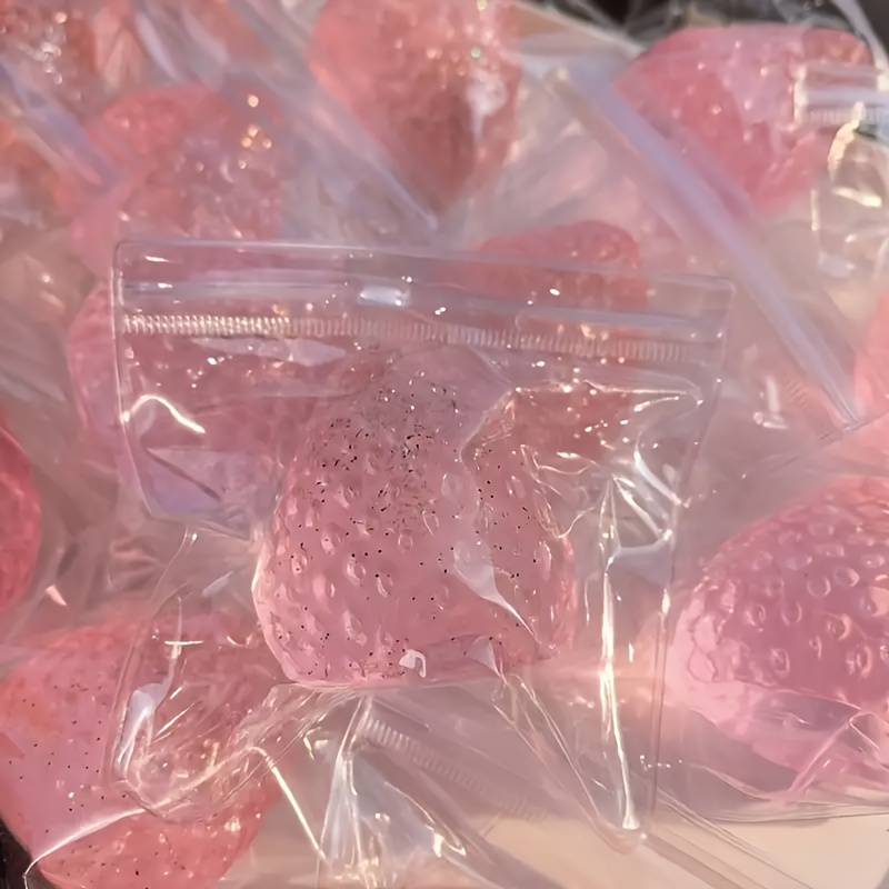 Transparent Strawberry Relax Squeeze Toy - Soft TPU Material, Easy-Clean DIY Squeeze Toy for Adults & Kids, Christmas Party Favors, Home Decor Gift, Playful Design, Durablethermoplastic
