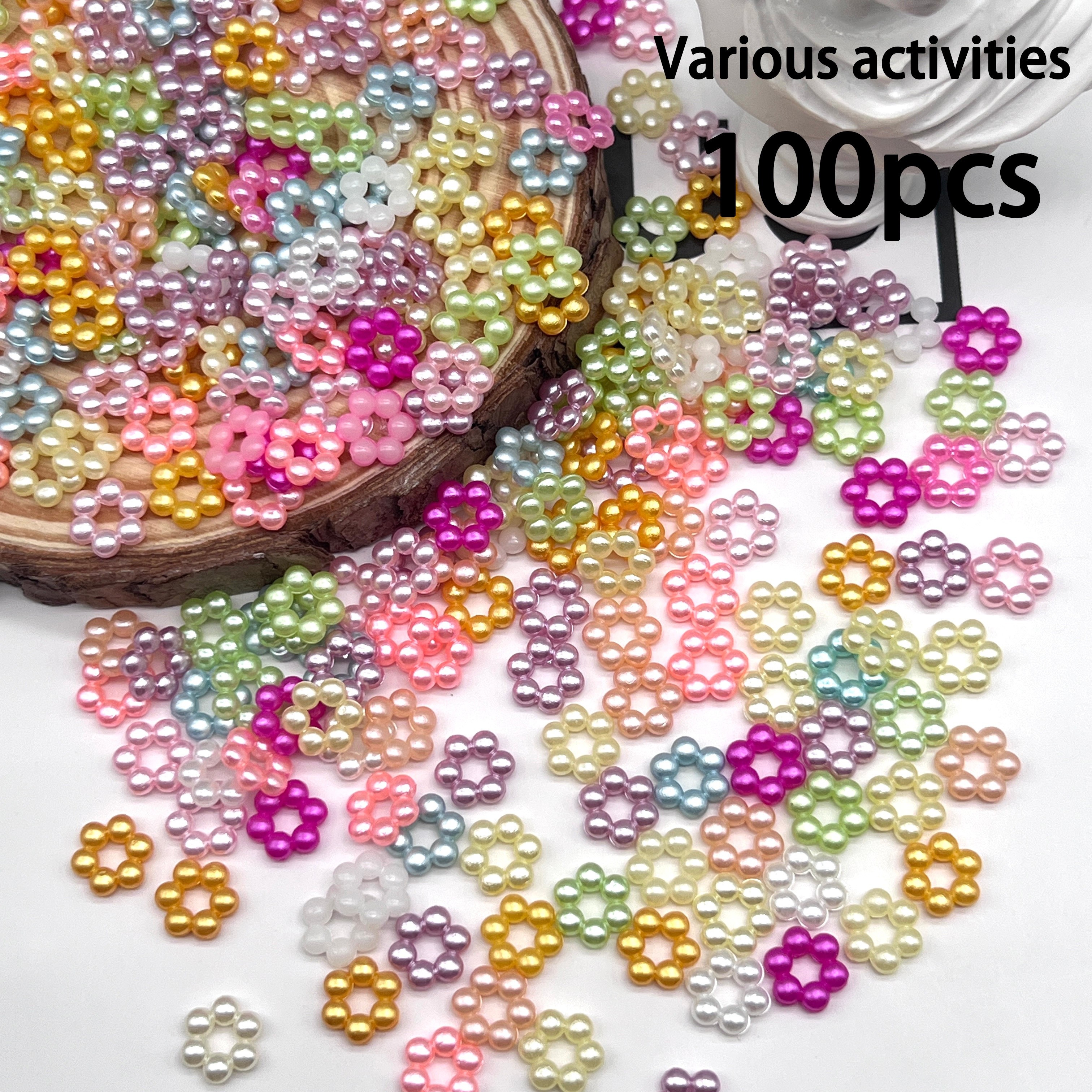 

9mm/100pcs 6pcs Perles Petite Fleur Gypsophile Couleurs Mélangées Cercle Matériel DIY Accessoires d'Artisanat