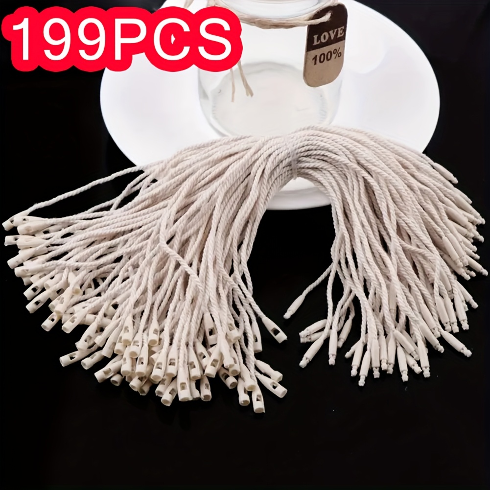 Image of 199pcs Strings With Snap Lock Fasteners - // Head Tag Rope Suitable For Hand Sewing, Luggage, Garment & Clothes Tags - Labeling Accessories For Retail, Security Tags