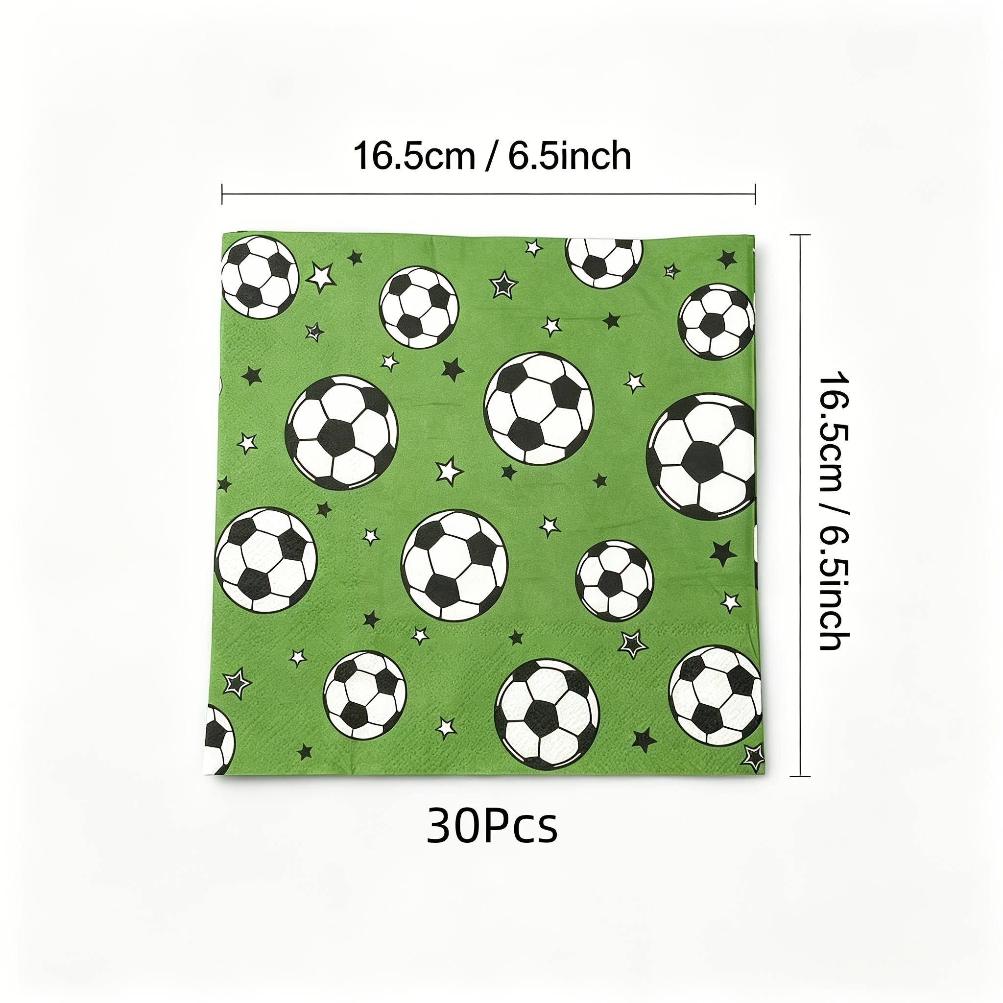 TEMU Soccer Event 2026, 10/30/50pcs Green Soccer Star Party Napkins, 6.5-inch Double-layer Thickened, Suitable For Soccer-themed Birthday Parties,
