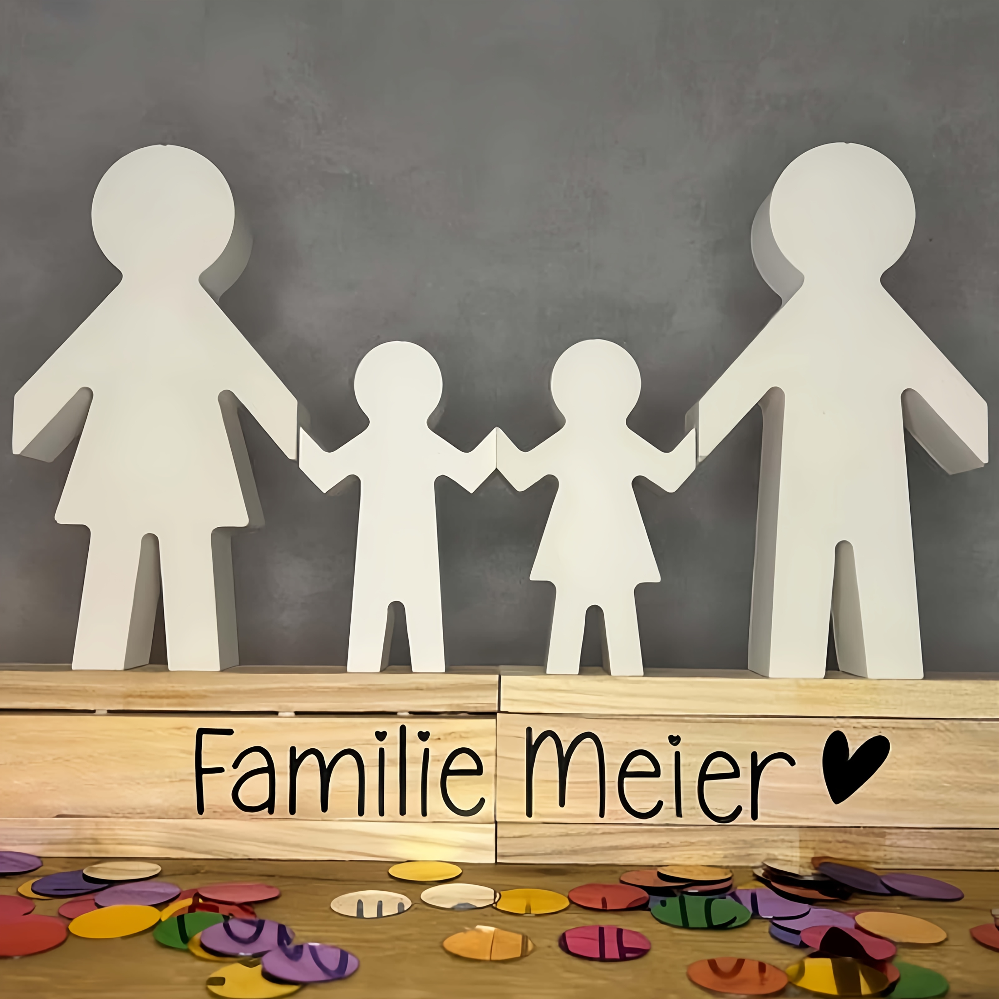 

4 Figures Family Silicone Mold, Diy Concrete Family Holding Hands Silicone Resin Mold For Casting