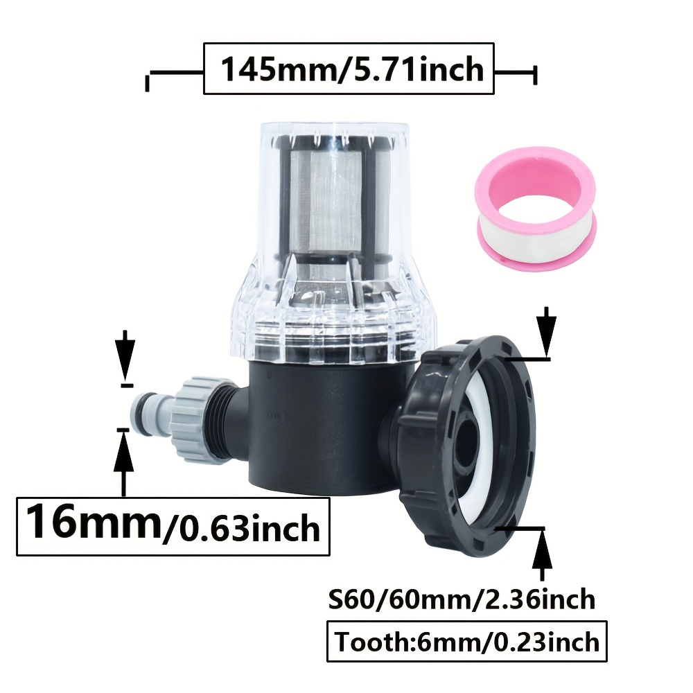 Image of 1set S60 Ibc Water Tank Fittings Filter 16mm Water Pipe Connector Faucet Adapter For Outdoor Garden Hose Watering Irrigation Connector
