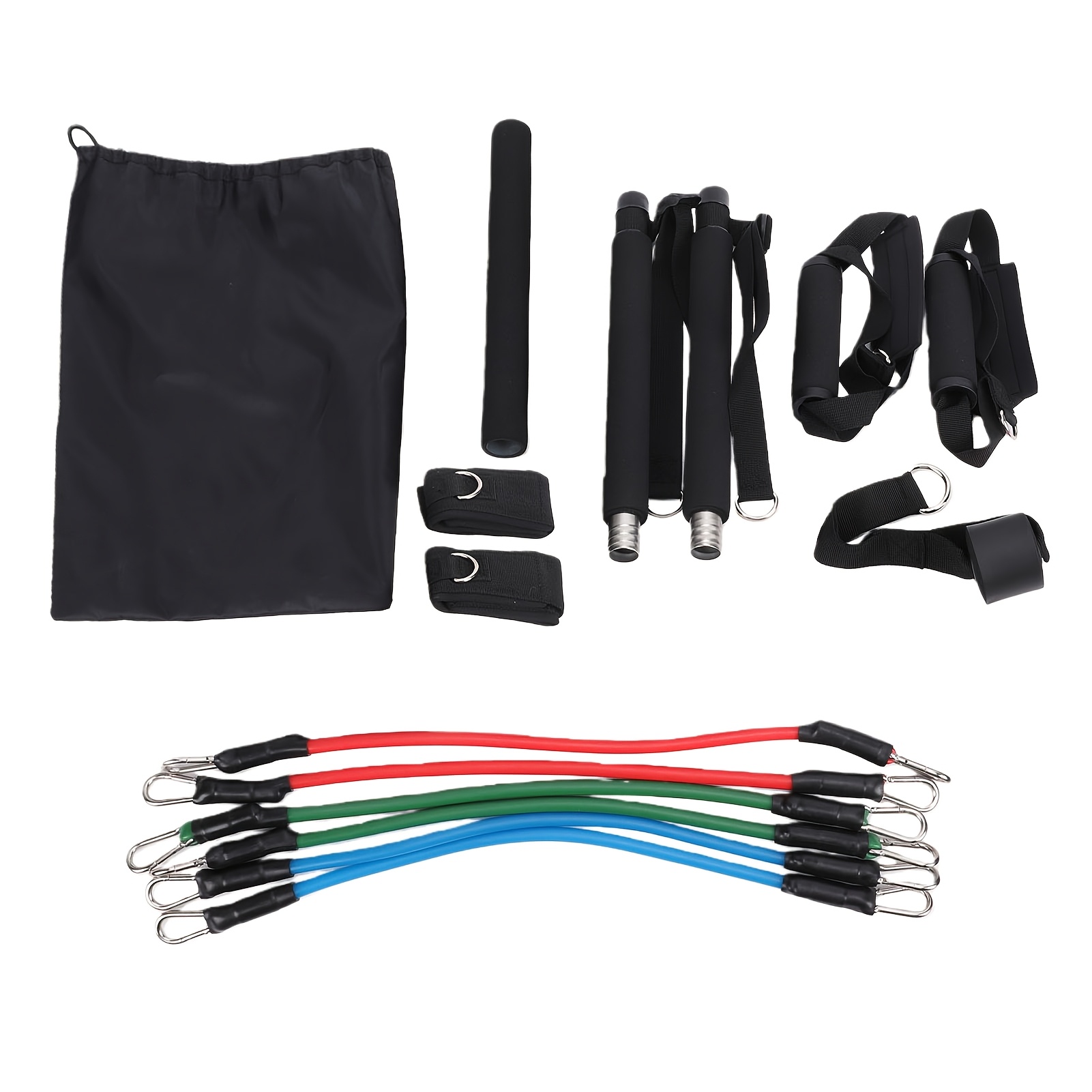 Image of Multifunctional Pilates Bar Kit With Resistance Bands Full Body Workout For Home Gym, Yoga Workout Equipment For And Stretching Training