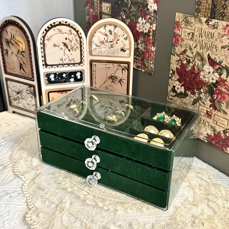 large capacity jewelry organizer box with drawers -   storage case, multi-compartment organizer for rings, earrings, necklaces, bracelets - perfect gift for women, valentine s day, mother s day, birthday - desktop vanity organizer with drawer storage, jewelry box, bohemian style, durable plastic, ring holder, stylish case, sturdy construction,   Product details 2