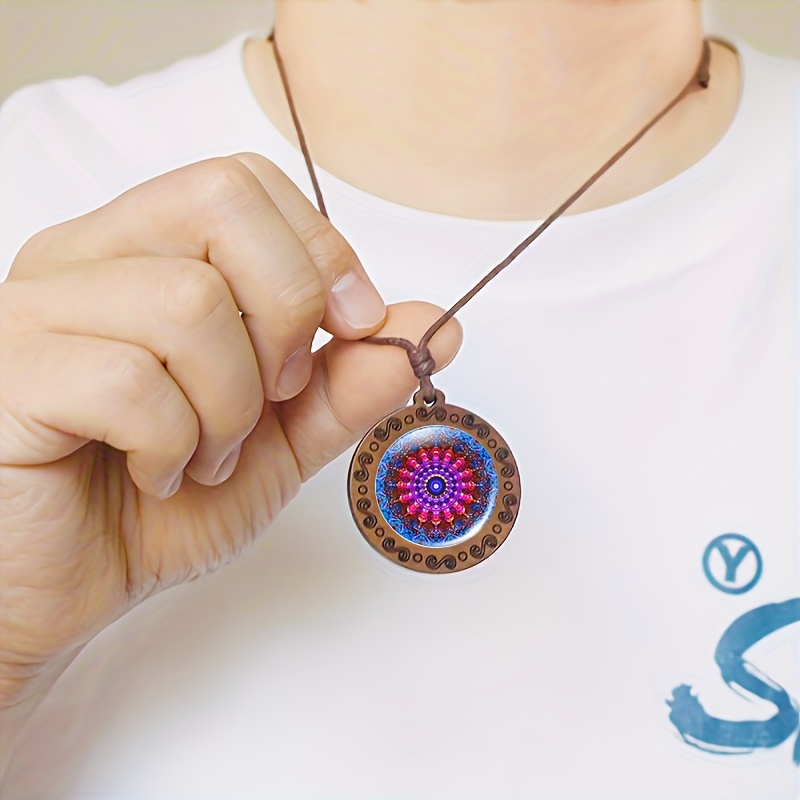 Handmade Geometric Art Necklace Pendant, Mandala Design